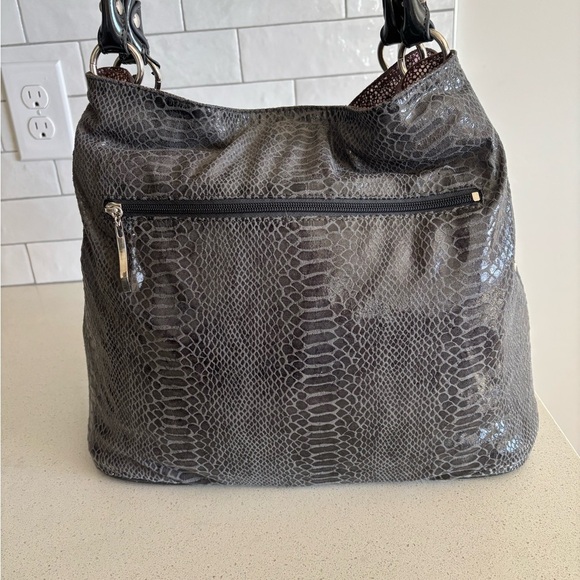 Y2K Beijo Couture Grey Snakeskin Reversible Multi-Color Hobo Purse See Pic EUC - Picture 10 of 14